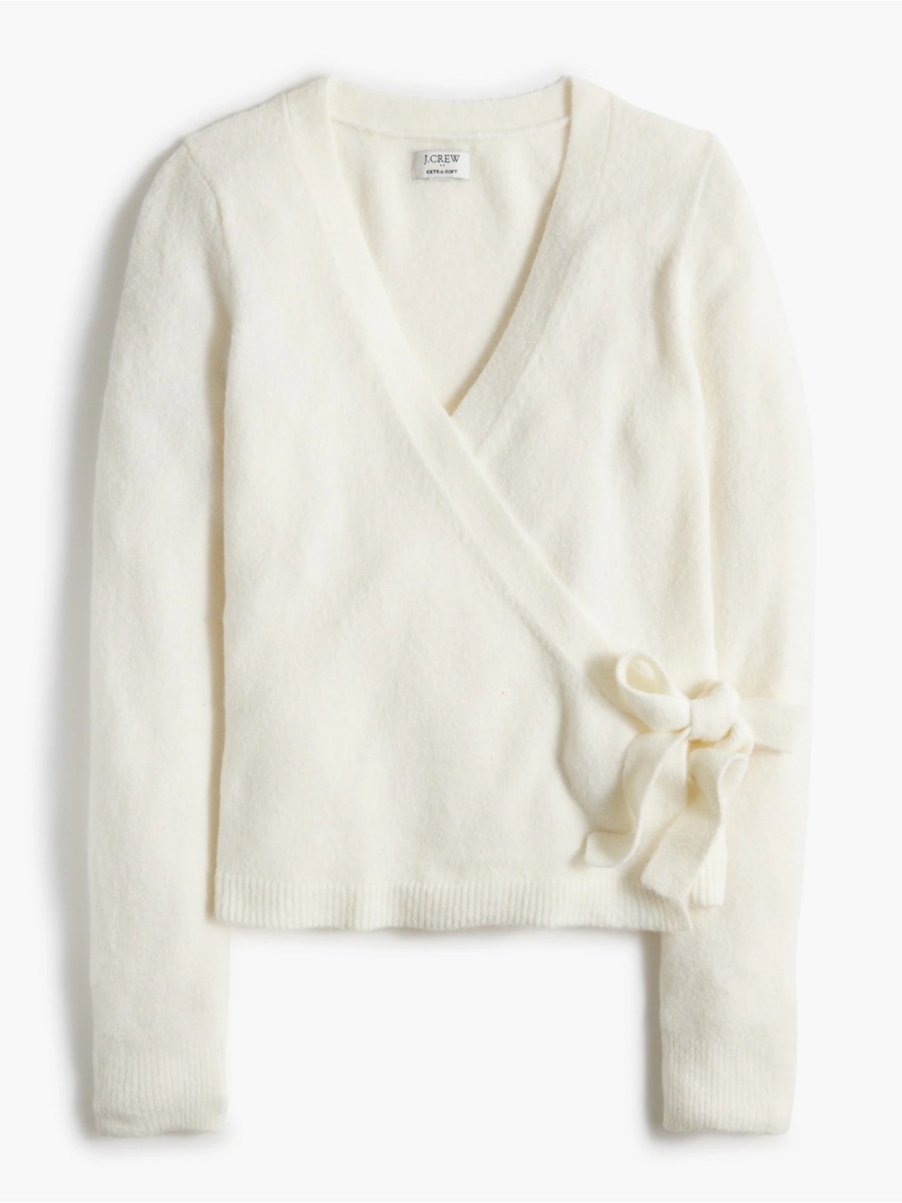 J. Crew Cream Wrap V-Neck Sweater with Side Tie